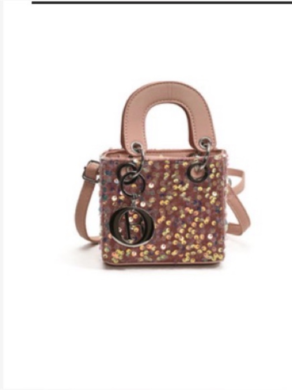 A Classy Chic Boutique Rose Gold Sequin Mini Tote with Charm